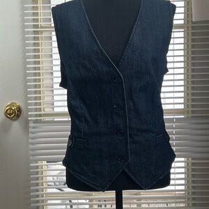 New York & Company Blue Denim Vest Classic Sleeveless Design